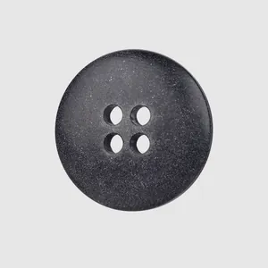 Premium minimalist black 4-hole resin button for high-end fashion garment decoration