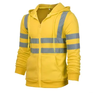 Reflektierender Herren-Kapuzenpulli mit Reißverschluss und Sicherheitsstreifen Jacke