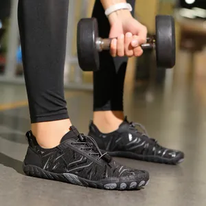 Versatile black mesh aqua shoes for comprehensive indoor training and water sports