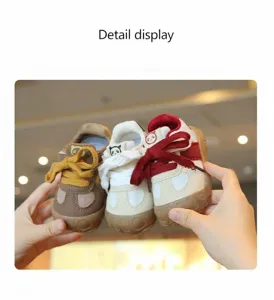 Detail view of breathable mesh toddler walking shoes shown in three stylish color variants