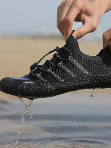Zapatos de agua negros transpirables para exteriores con suela de goma antideslizante