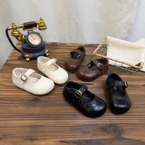 Mädchen Vintage Preppy Mary Jane Schuhe Weiche Sohle Rutschfest Mikrofaser Leder Schulschuhe Für Kinder Frühling Herbst Lässig