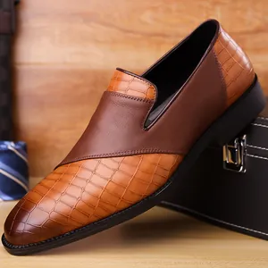 Heren Zakelijke Nette Schoenen Grote Maat 48 Microvezel Leer Krokodillenpatroon Slip-on Formele Loafers Antislip Schoenen