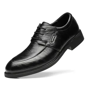 Classic black leather derby shoes for men formal business wedding and dress wear
