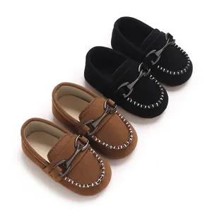 Baby Boy Moccasin Loafers 0-1 Year Old Toddler First Walkers Shoes Suede Leather Metal Buckle Slip On Soft Sole Infant Shoes