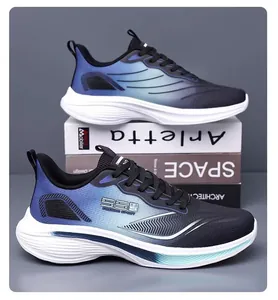 Chaussures de course légères et respirantes pour hommes avec dégradé bleu et semelle souple