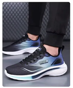Chaussures de course ultra-légères pour hommes avec dégradé bleu et semelle souple