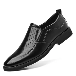 Chaussures classiques en cuir noir respirantes pour hommes mocassins de business