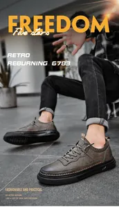 Primo piano di scarpe casual da uomo marroni retrò in un contesto street-style