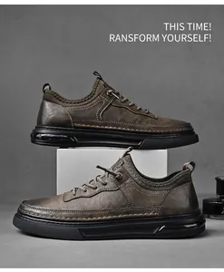 Sneaker da uomo in pelle marrone vintage con suola morbida e design casual elegante.