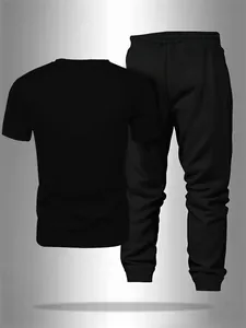 Ensemble de sport deux pièces pour hommes avec t-shirt noir et pantalon de jogging