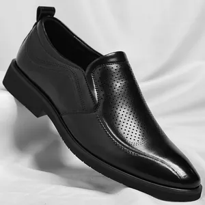 Herren Business Casual Recyceltes Leder Schuhe Spitze Zehen Atmungsaktiv Ausgehöhlt Slipper Büro Formelle Schuhe