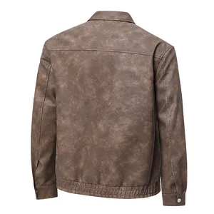 Braune Herren-Wildlederjacke im amerikanischen Retro-Stil Rückansicht