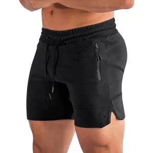 Pantaloncini da corsa neri ad alte prestazioni da uomo con tessuto traspirante e tasca zip
