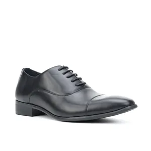 Chaussures Oxford classiques en cuir noir pour hommes avec bout carré élégant et sobre