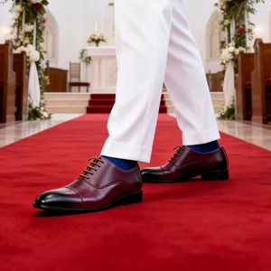 Oxfords élégants bordeaux pour hommes avec bout dégradé noir pour mariages formels