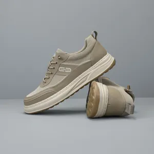Trendy khaki men's breathable dad shoes with thick soft soles for casual fashion sports