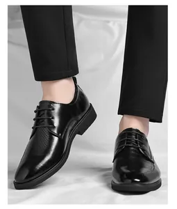 Détails des chaussures de ville noires perforées et respirantes pour hommes en été