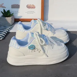 Chaussures de Planche Décontractées à la Mode pour Filles Baskets à Plateforme Épaisse Avec Nœud en Dentelle Décor Chat Poisson pour Enfants