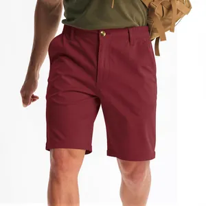 Herren-Golfshorts in Burgunderrot, schnelltrocknend, Outdoor-Sport-Hose mit elastischem Bund