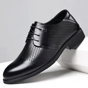 Scarpe Formale da Uomo in Pelle Business Traforate Traspiranti Stile Britannico con Rialzo Scarpe Derby per Matrimonio Sposo