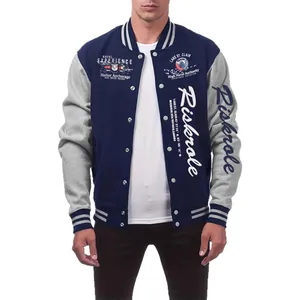 Men's Stand Collar Letter Print Color Block Varsity Jacket Streetwear American Vintage Baseball Outerwear Polyester Top