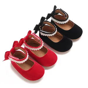Baby Girls Princess Shoes Soft Sole Cotton Bowknot Artificial Pearl First Walker Mary Jane Flats Spring Autumn Toddler Shoes