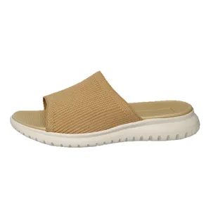 Sandalias de cuña con plataforma para mujer, tejido caqui y suela blanca gruesa