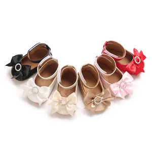 Baby Mädchen Prinzessin Schuhe Weiche Sohle Lauflernschuhe Elegant Schleife Strass Künstliche Perle Kleinkind Flache Schuhe