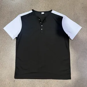 Camiseta Henley holgada para hombre en punto de gofre con diseño de bloques de color
