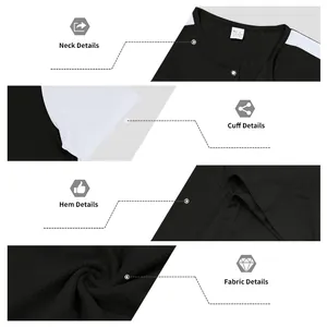 Vistas detalladas de una camiseta Henley para hombre de punto gofrado con contraste.