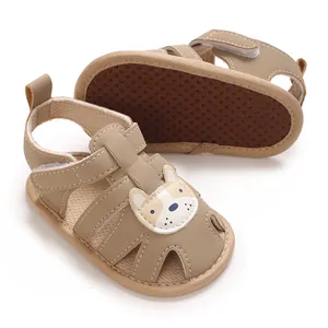 Sandalias para bebé con perro de dibujos animados y suela de tela antideslizante suave