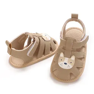 Sandalias de bebé con dibujos de perro y suela blanda para caminar verano.