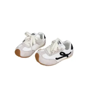 Children's non-slip white and grey German trainer shoes with soft gum sole for girls