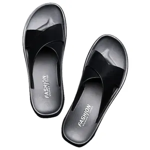 Sandales pour hommes à brides croisées noires et argentées, antidérapantes pour la plage