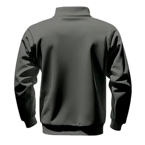 Rückansicht eines schweren grauen Herren-Sweatshirts mit halbem Reißverschluss