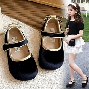 Scarpe da Principessa Mary Jane per Bambine in Velluto con Fiocco Scarpe Leggere per Primi Passi Scuola Festa