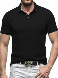 Men's classic black short sleeve Polo shirt with a turn-down collar and slim fit