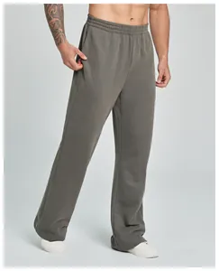 Bequeme Herren-Sweathose mit ausgestelltem Bein in Olivgrau, lockerer Passform und Gummibund