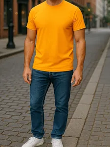 Men's Cotton Short Sleeve T-Shirt Loose Fit Round Neck Breathable Moisture Wicking Printed Casual Top For Summer Daily