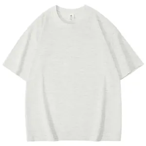 Classic men's short-sleeved blank T-shirt in light grey with a crew neck design