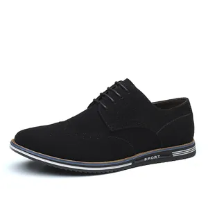 Chaussures richelieu classiques en daim noir pour hommes, design britannique à lacets
