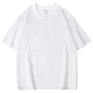 Detailed shot showing the texture and neckline of a plain white crew neck men's T-shirt