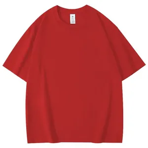 Detailed view of solid red crew neck short sleeve moisture-wicking t-shirt for men