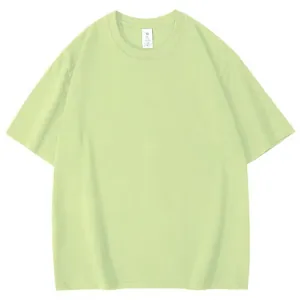 Front view of a light green men's short-sleeved T-shirt in breathable fabric