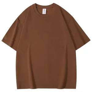 T-shirt à manches courtes marron oversize pour homme, style minimaliste en coton pur