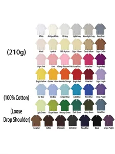 Loose fit drop shoulder 100% combed cotton men's T-shirts in multiple colors