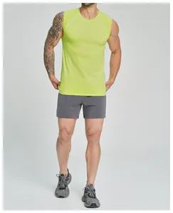 Professional breathable neon green men's quick-dry sports tank top for gym training