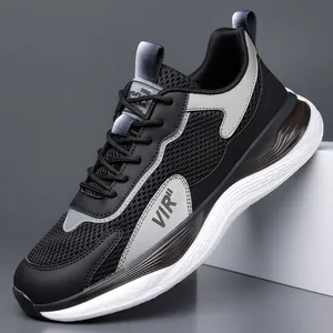 Zapatillas de running para hombre en negro y gris con diseño de malla transpirable