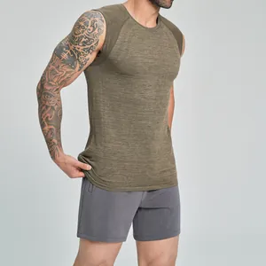 Men's Cationic Seamless Sport Tank Top Quick Dry Breathable Workout Gym Vest Sleeveless Undershirt Nylon Polyester Soft Top